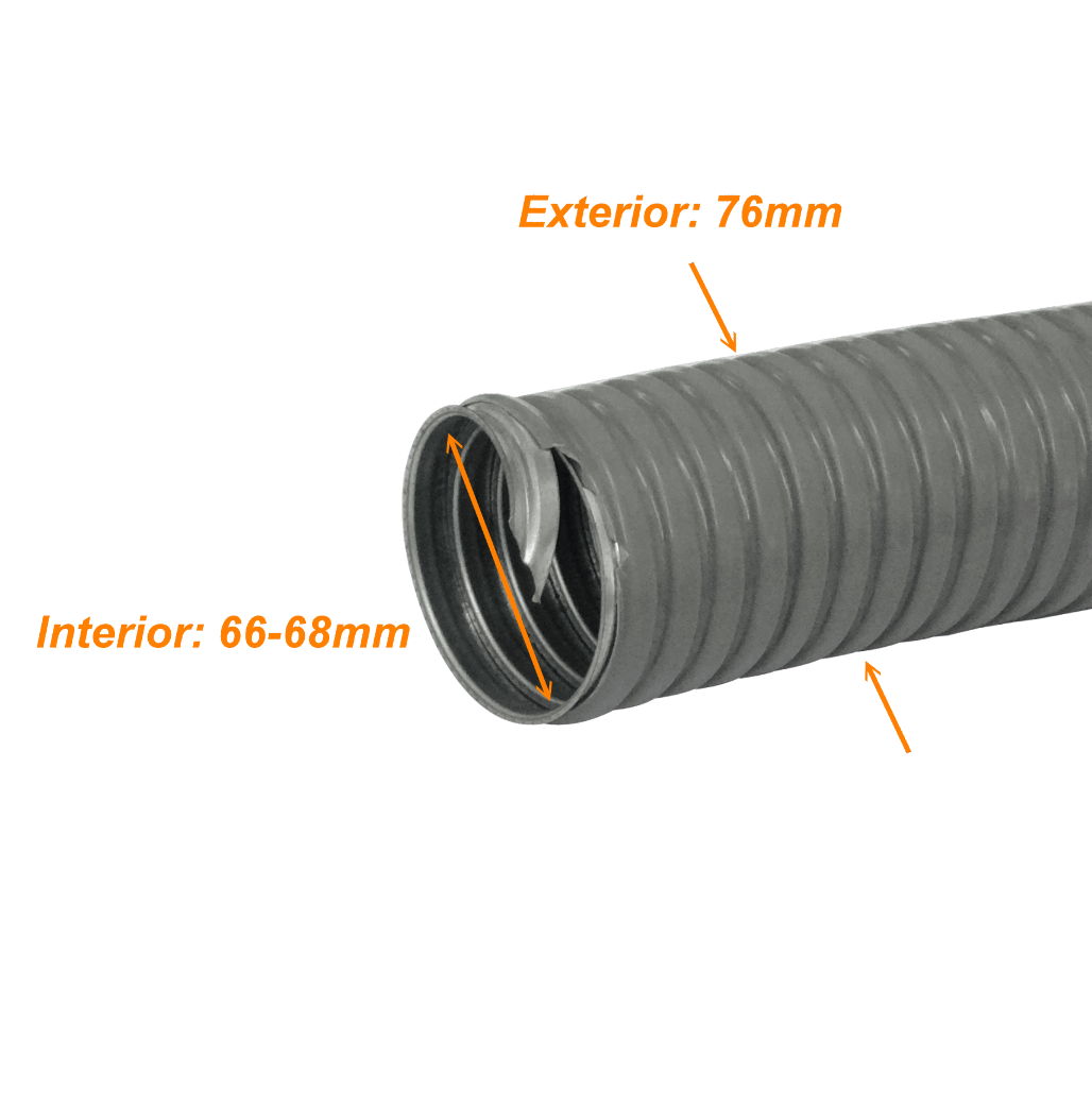 Conduit Flexible Metálico 75mm 20m Cubierto en PVC, M75-20 2