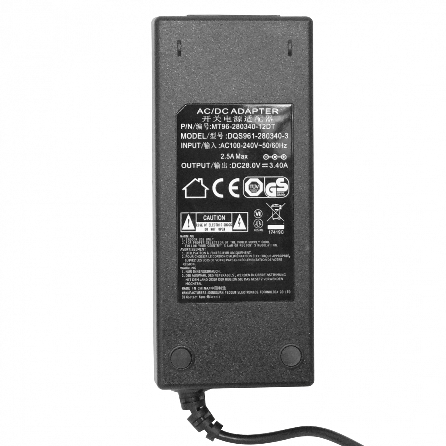 Fuente de Poder MikroTik F-MIK-8P - 28V 3.4A 95W para CRS112-8P-4S-IN 1