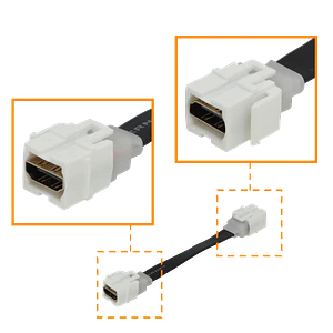 HDMI 15cm-Cable-Plano Hembra-Hembra Keystone Blanco