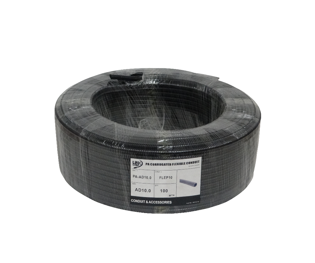 Conduit Flexible Plástico Corrugado Negro, 10mm, 100m, FLEP10 1