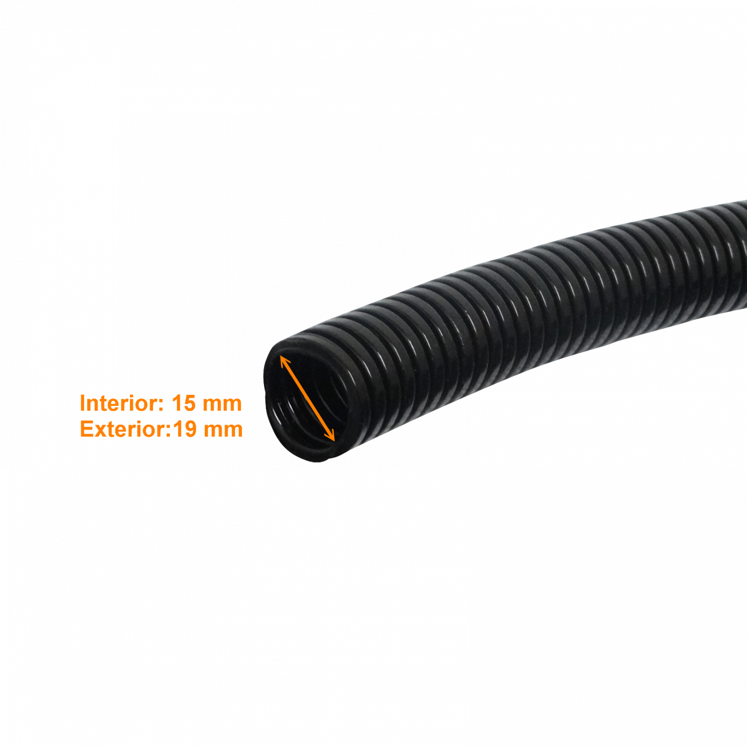 19mm Rollo-100mts 15mm-in Conduit Flexible Plastico Corrugado Negro PA 1
