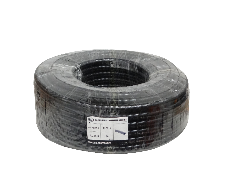 25mm Rollo-50mts 21mm-int Conduit Flexible Plastico Corrugado Negro PA 1