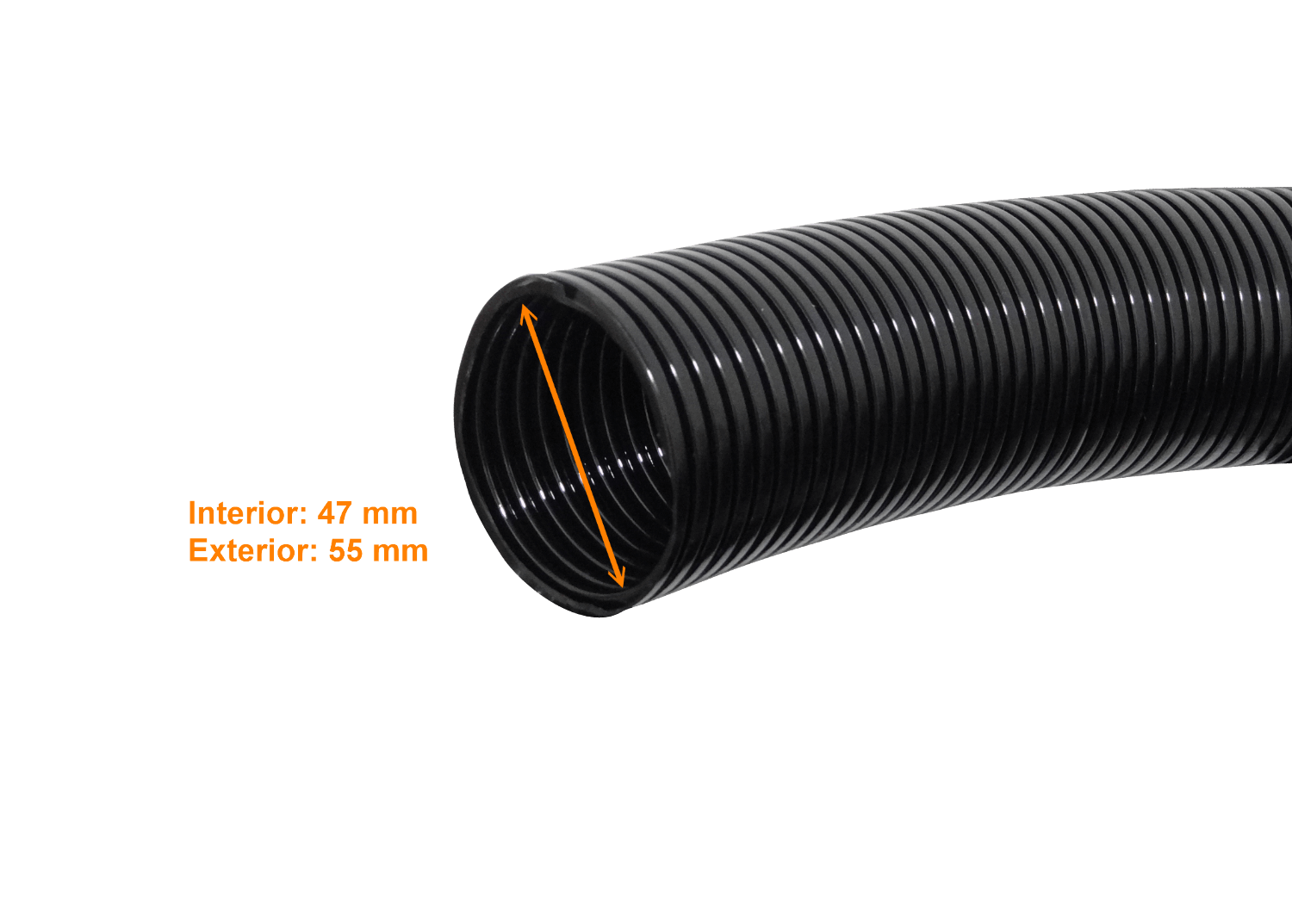Conduit flexible plást ico corrugado negro 55 mm, rollo 25 m, FLEP55 1