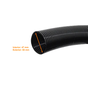 Conduit flexible plást ico corrugado negro 55 mm, rollo 25 m, FLEP55