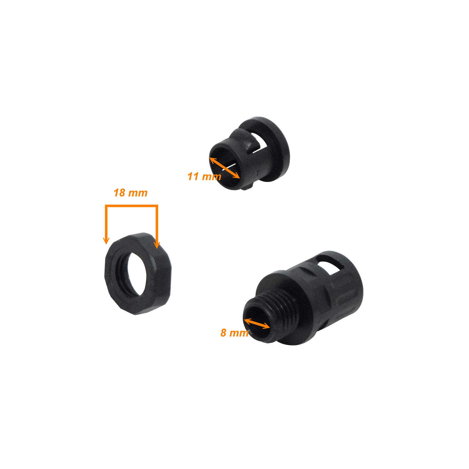 10mm Salida Caja Prensa Estopa p/Conduit Flexible Plastico Negro 3