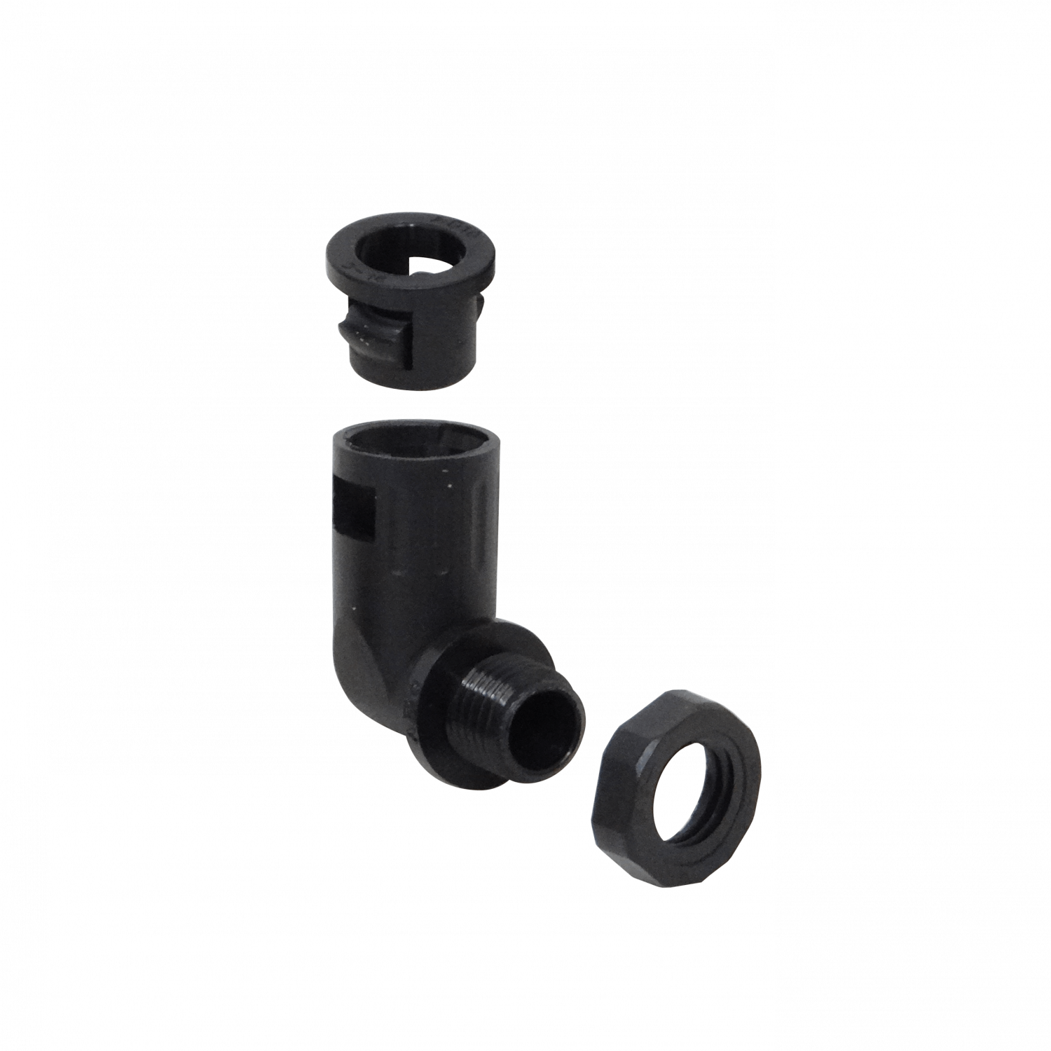 10mm Codo Salida Caja Prensa Estopa p/Conduit Flexible Plastico Negro 1