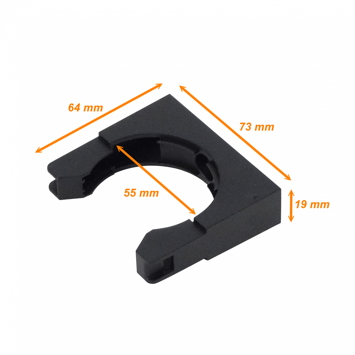 55mm Soporte Abrazadera para Conduit Flexible Plastico Negro PA 2