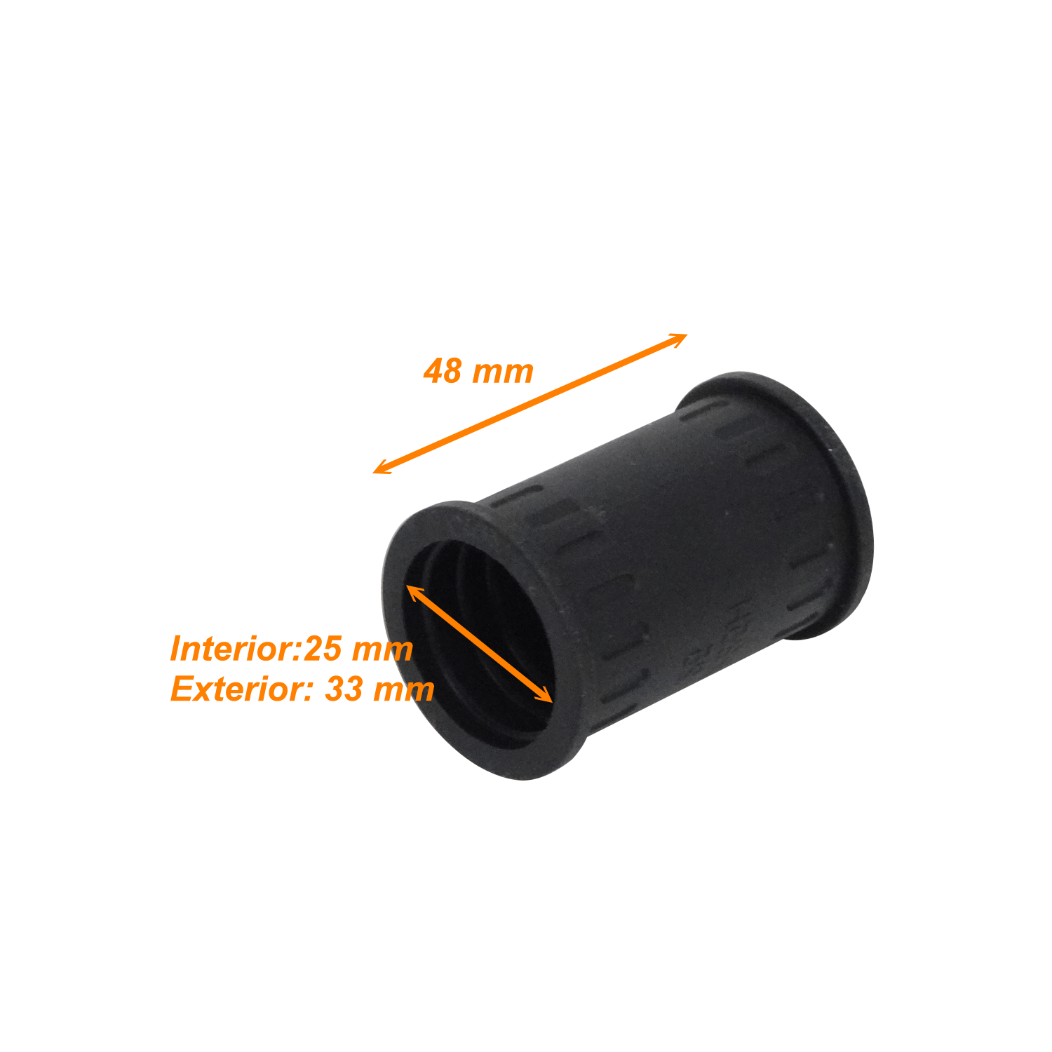25mm Union Copla para Conduit Flexible Plastico Negro Corrugado 2