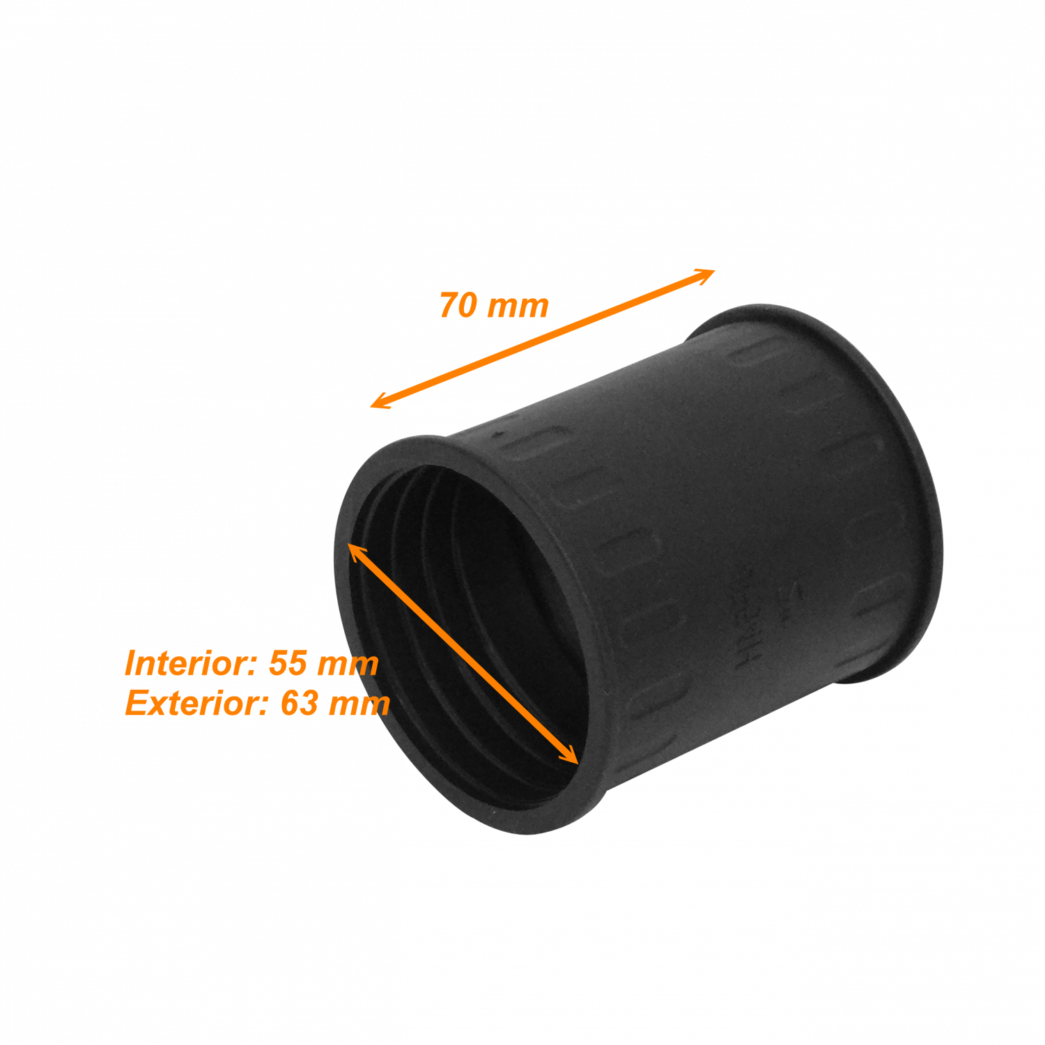 55mm Union Copla para Conduit Flexible Plastico Negro Corrugado 1