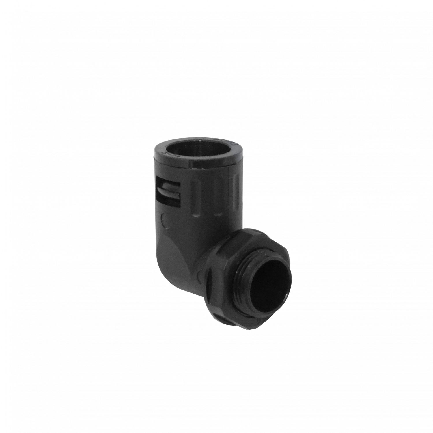 19mm Codo Salida Caja Prensa Estopa p/Conduit Flexible Plastico Negro 2
