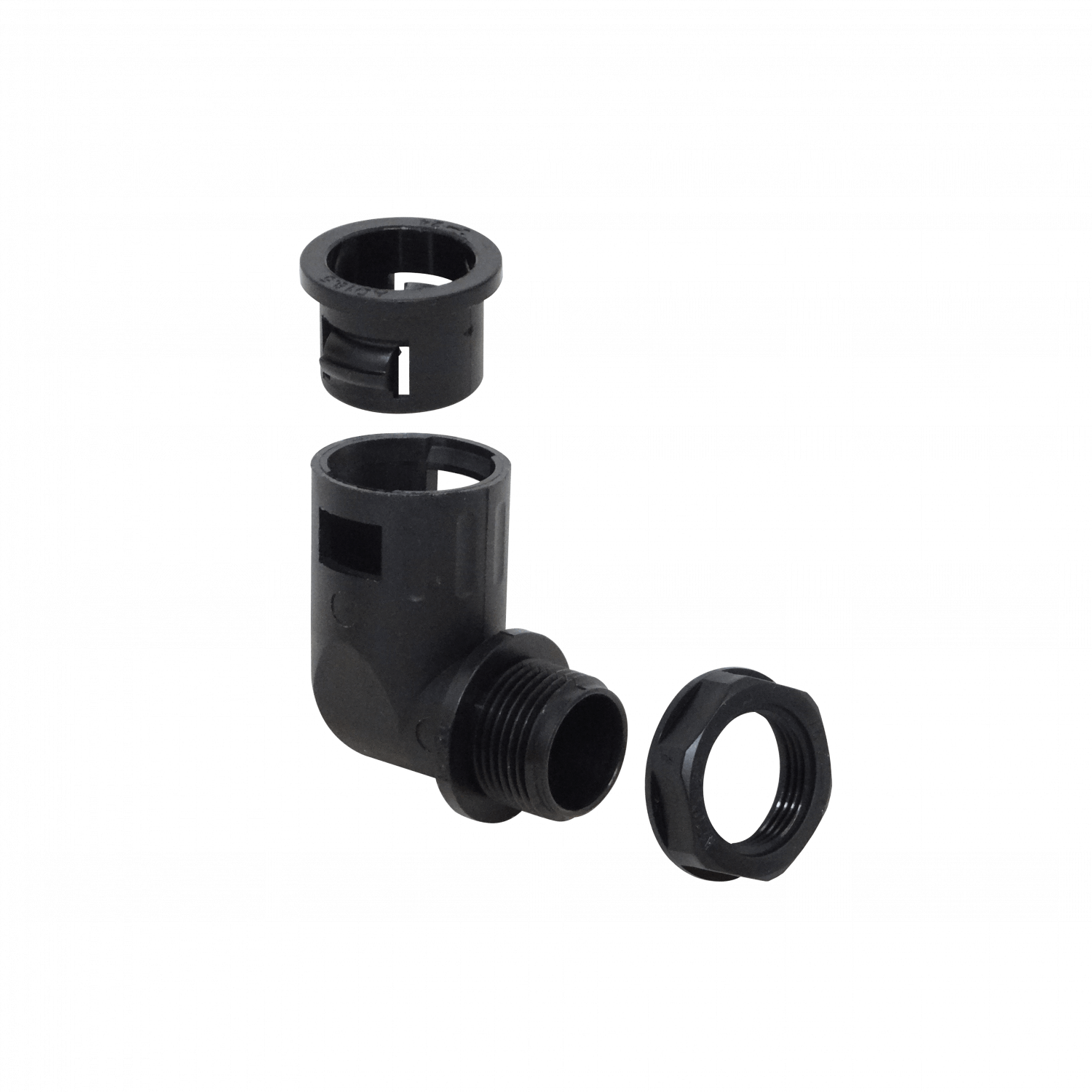 19mm Codo Salida Caja Prensa Estopa p/Conduit Flexible Plastico Negro 3
