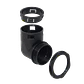 55mm Codo Salida Caja Prensa Estopa p/Conduit Flexible Plastico Negro - Miniatura 2