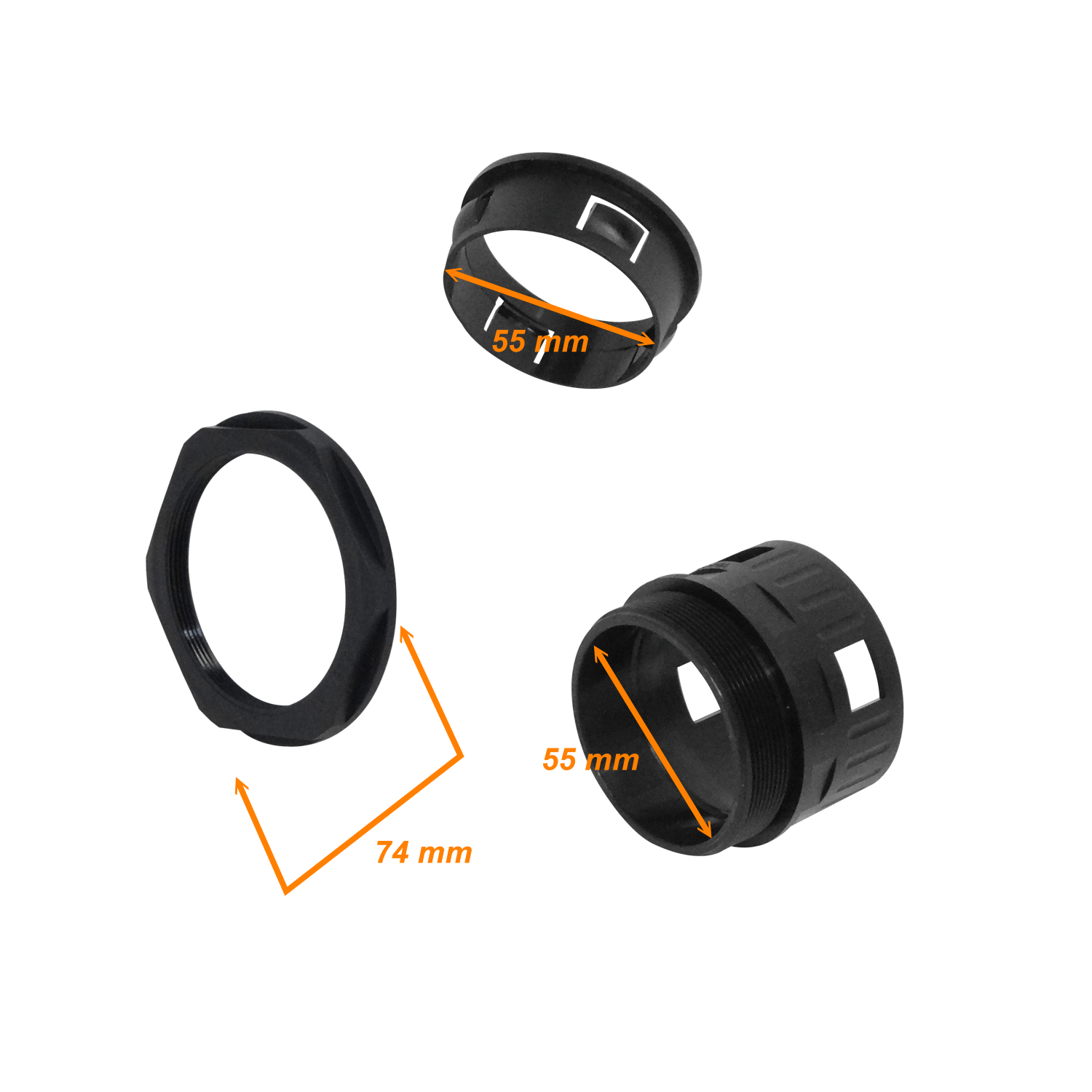 55mm Salida Caja Prensa Estopa p/Conduit Flexible Plastico Negro 1