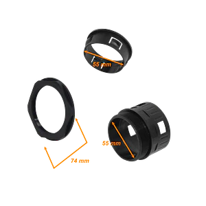 55mm Salida Caja Prensa Estopa p/Conduit Flexible Plastico Negro