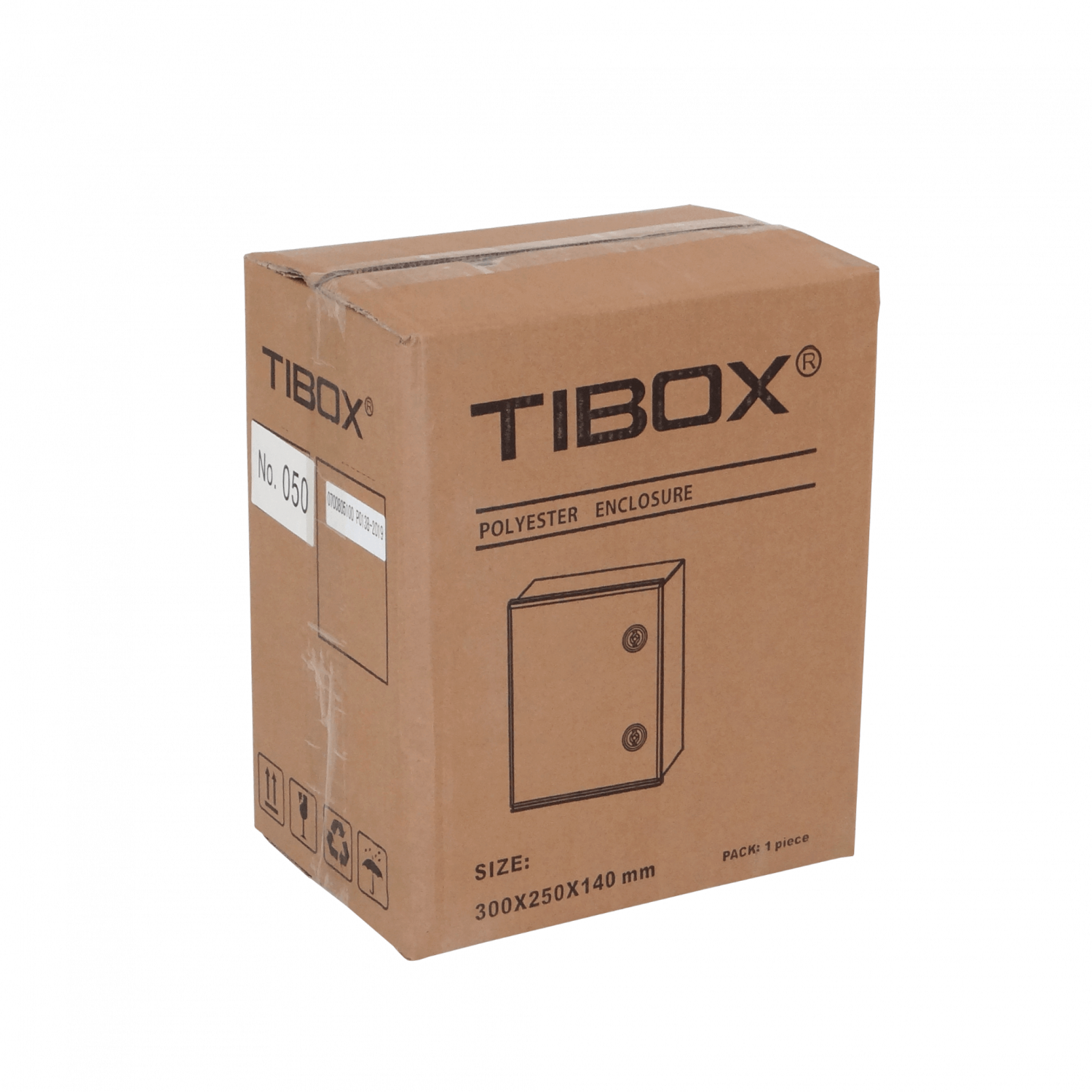 Tablero poliester Tibox TIP-325 300x250x140mm estanco gris IP65 con placa 1