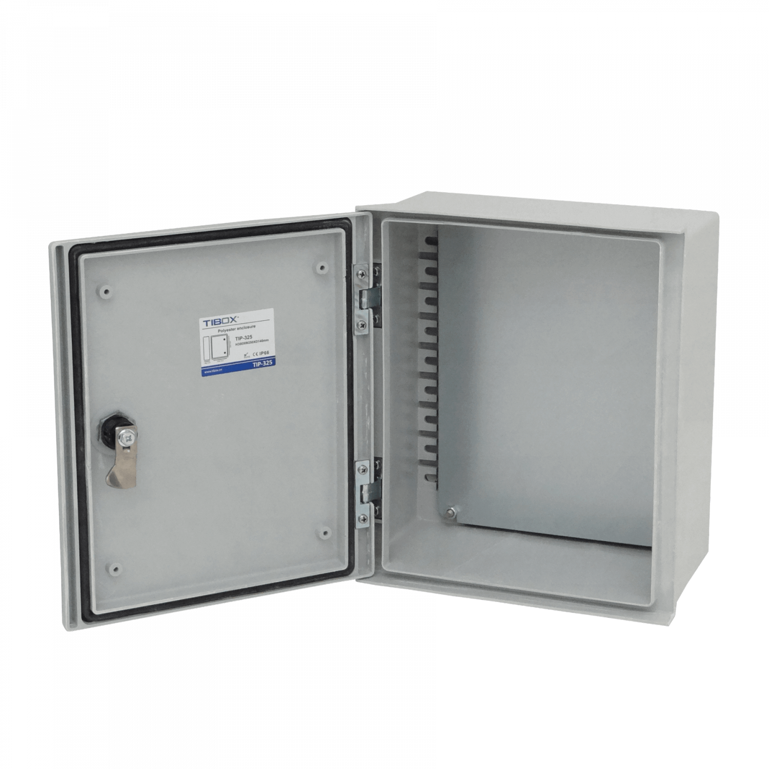 Tablero poliester Tibox TIP-325 300x250x140mm estanco gris IP65 con placa 3