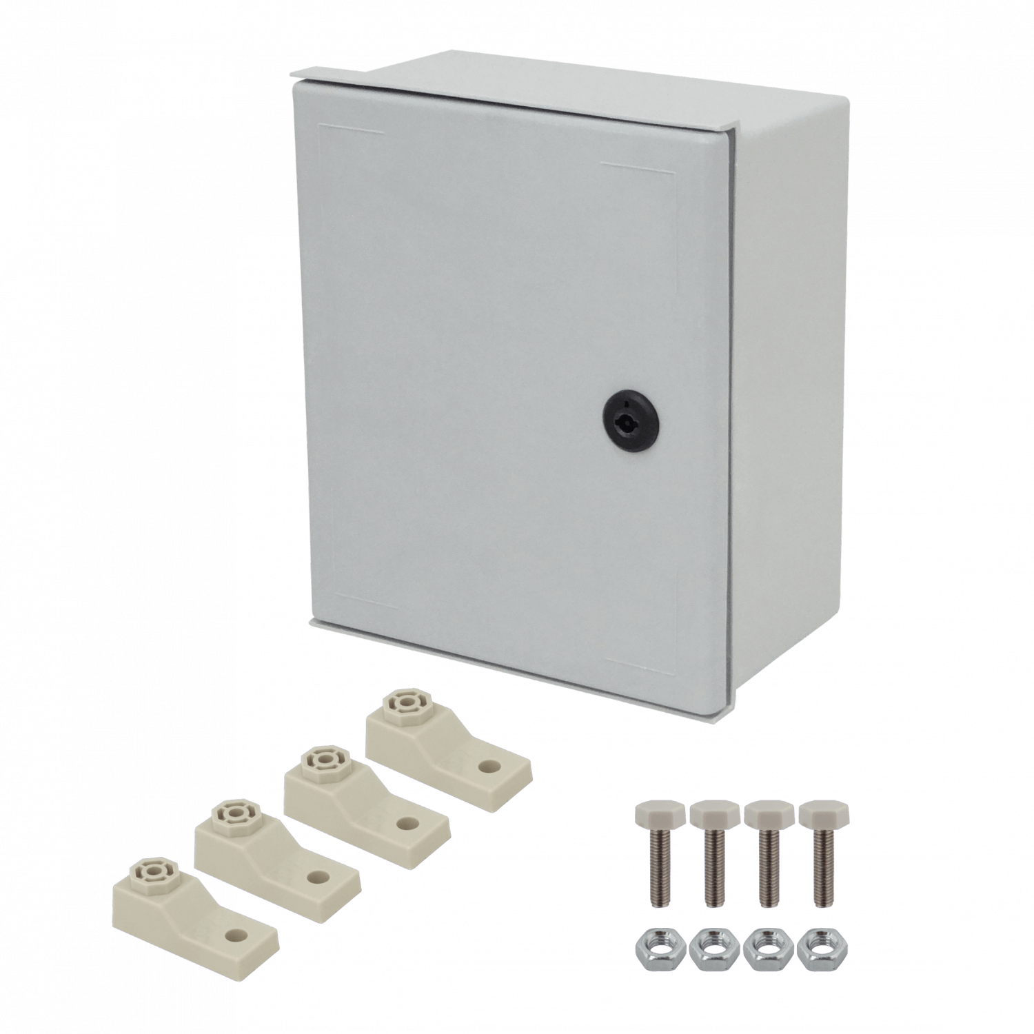 Tablero poliester Tibox TIP-325 300x250x140mm estanco gris IP65 con placa 4