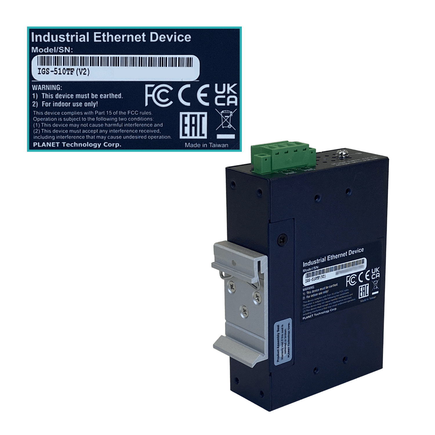 PLANET 4-1000 1-SFP IP30 Switch Industrial Riel-DIN Gigabit req/12-48V 6