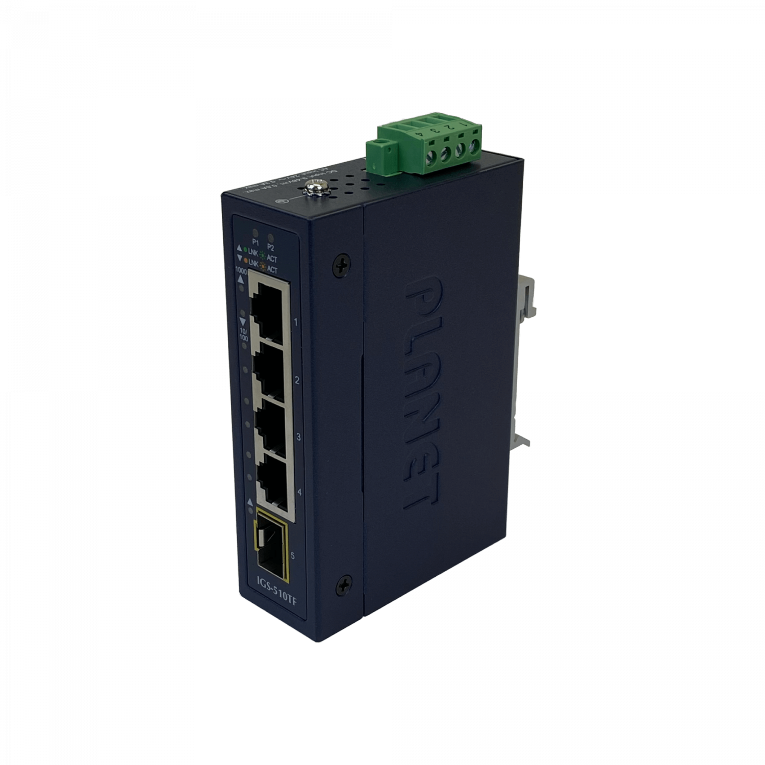 PLANET 4-1000 1-SFP IP30 Switch Industrial Riel-DIN Gigabit req/12-48V 7
