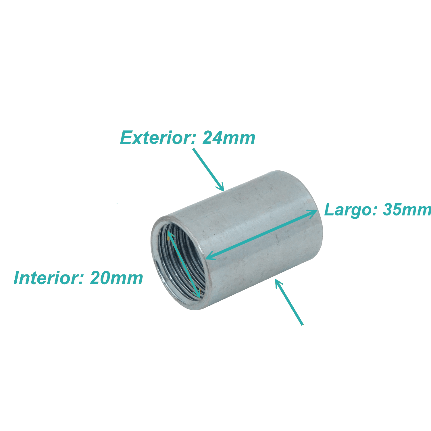 IMC 1/2-Pulg Copla Largo-35mm Hilo Interno 20/24mm-Diam-int/ext 1