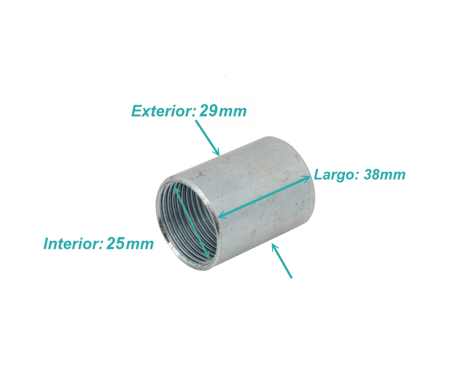 IMC 3/4-Pulg Copla Largo-38mm Hilo Inter. 25/29mm-Diam-int/ext Zincado 2
