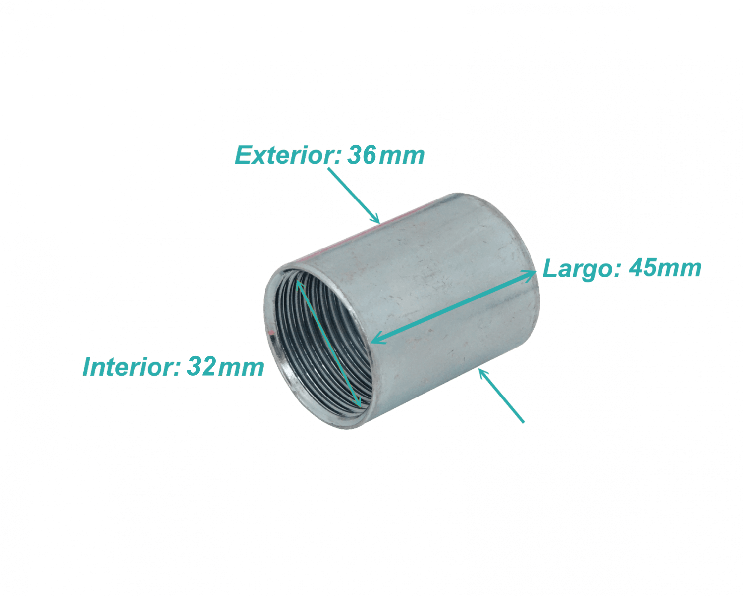 IMC 1-Pulg Copla Largo-45mm Hilo Interno 31/36mm-Diam-int/ext 2