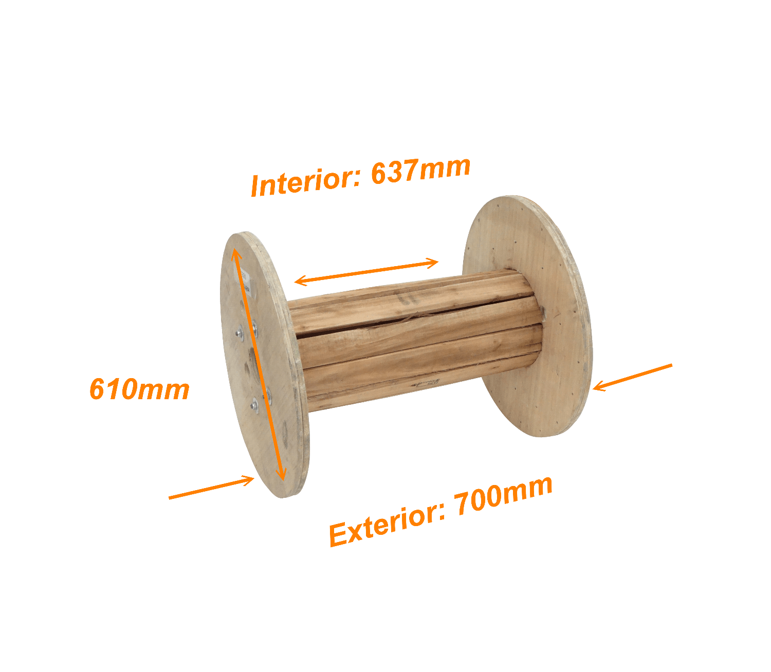 Carrete Vacío de Madera CARE-2 60cm Diámetro, 70cm Ancho, para Cable de Fibra Óptica 1