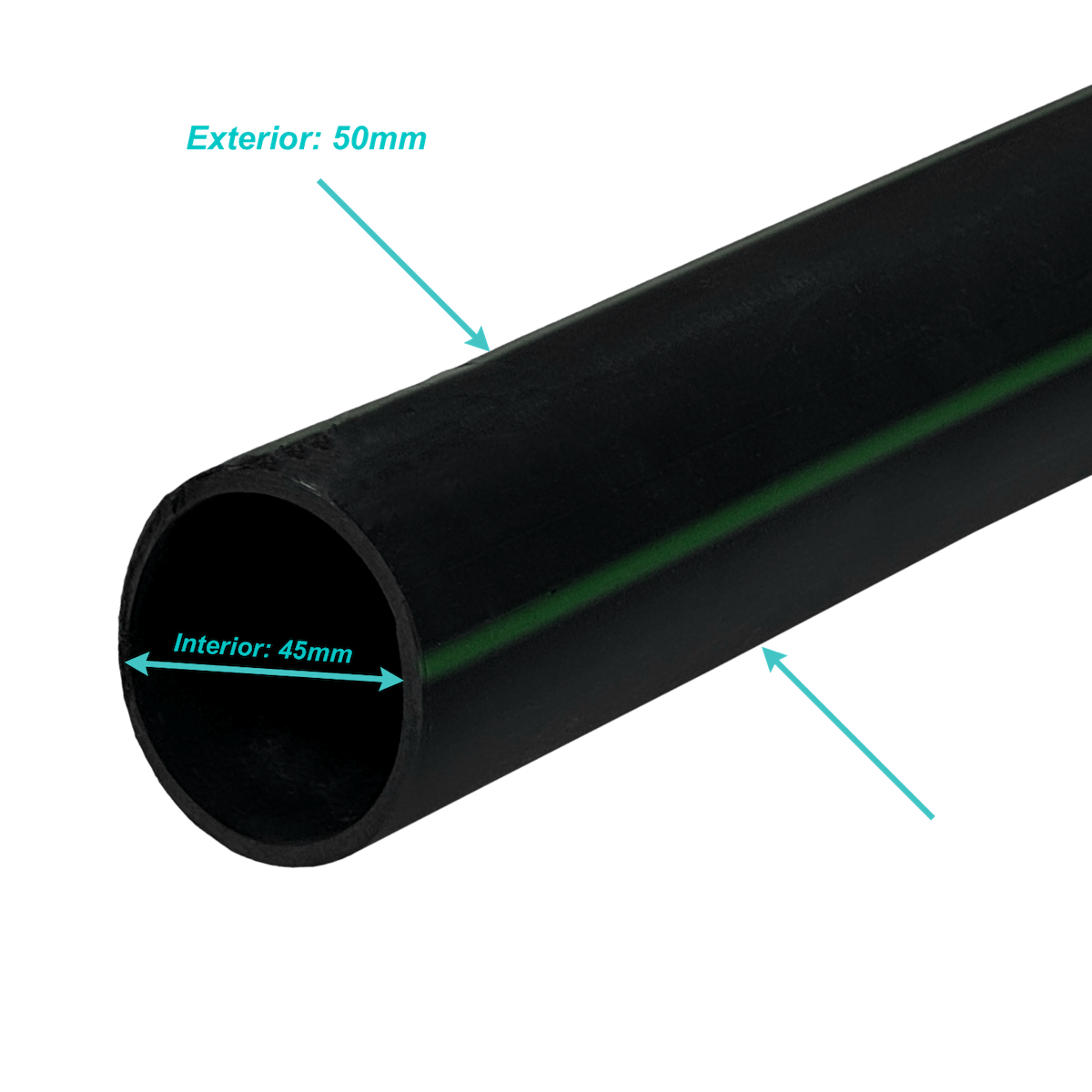 Plansa 50mm-ext 2,9mm Rollo 100mts Negra HDPE Polietileno Reciclado 2