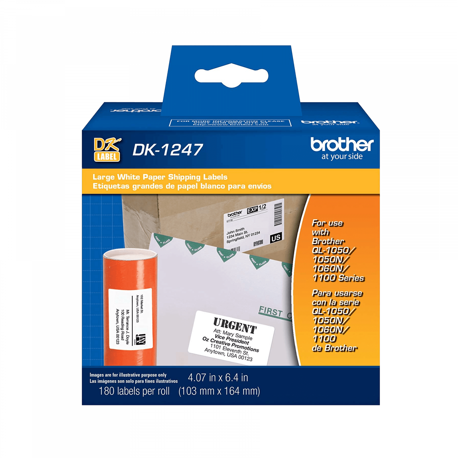 Etiqueta de Papel Brother DK1247, 103mm x 164mm, 180 Etiquetas, Fondo Blanco 2