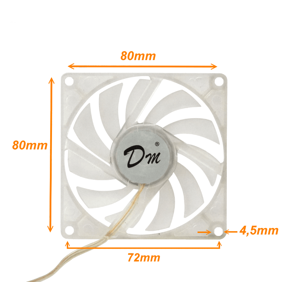 Ventilador para PC 80x80mm, 5V DC, Altura 11mm, Cable 18cm, Conexion USB 2