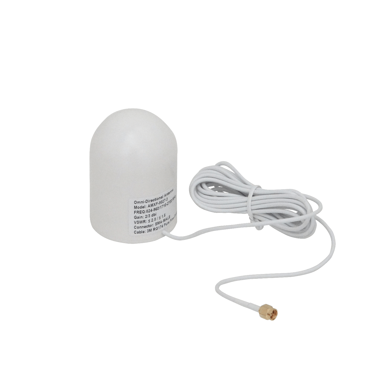 Antena Omnidir 2-3dBi 824-960/1710-2700MHz 4G .SMA-M 3mt BaseMagnetica 3