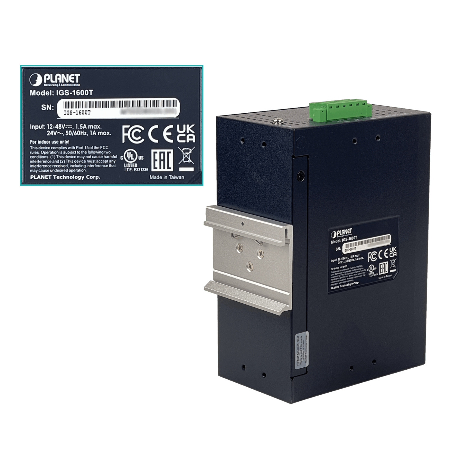 PLANET 16-1000 IP30 Switch Industrial no-Admin Riel-DIN req/12-48VDC 6