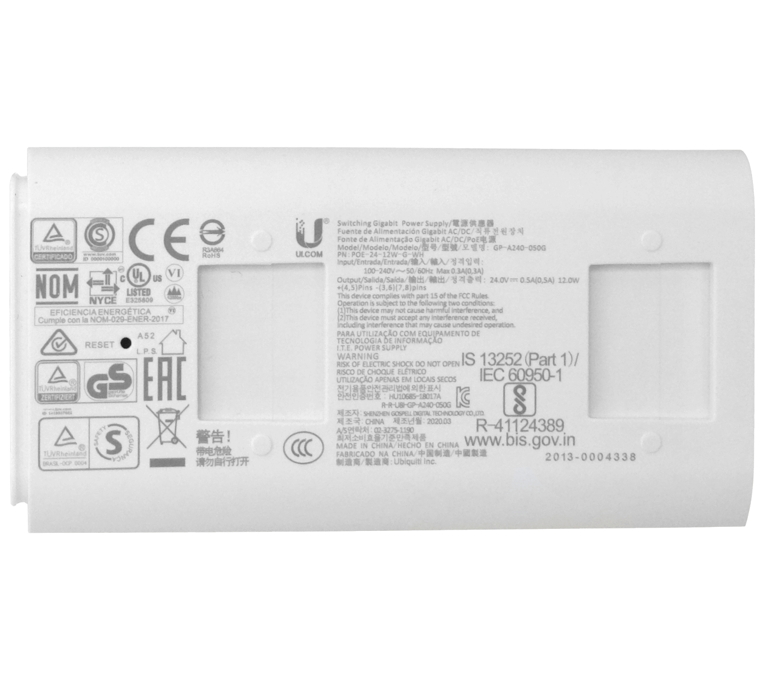 UBIQUITI 24dBi 4,9-6,2GHz 2,4GHz 14x14º 1-1000 inc24V 22dBm 10-50MHz 7