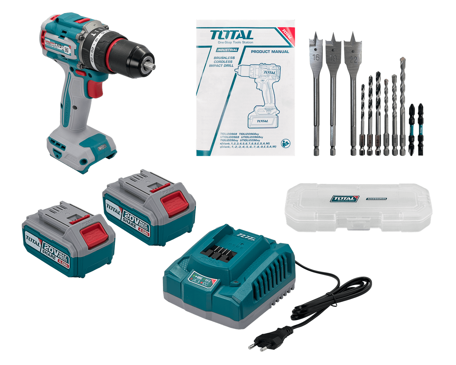 Taladro inalambrico Total TOTAL-20V P20S 20V 0 8-10mm incluye bateria 4