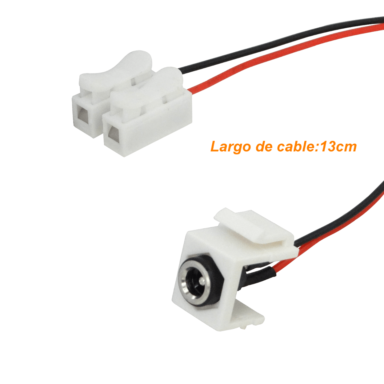 Keystone Jack K2155 Hembra 5,5x2,1mm con Cables de 13cm y Regleta 2P 1