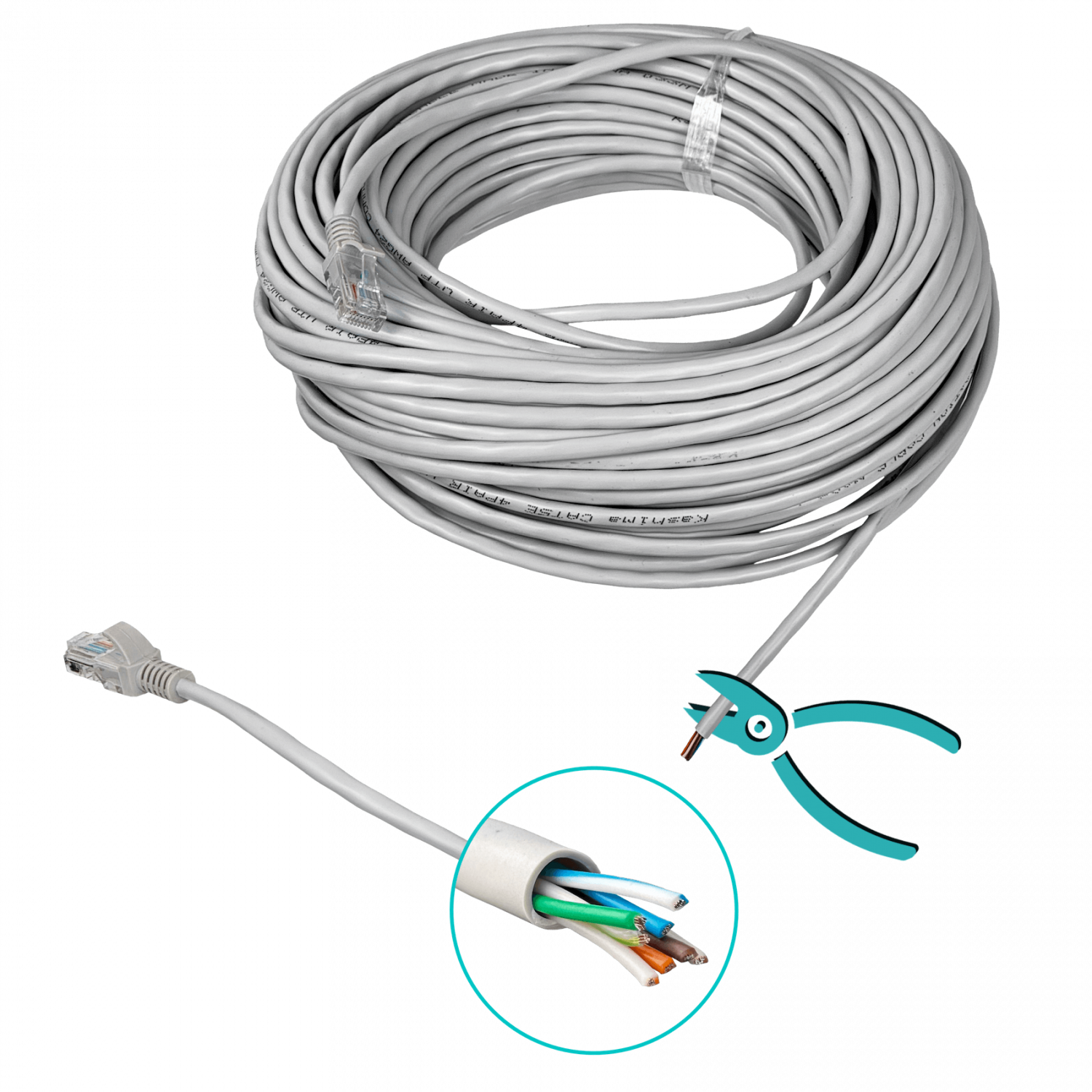 Cable Patch Genérico Cat5e 30mt Gris CCA Inyectado 2
