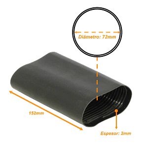 72mm 16cm 2mm Negro Termo Contractil Termoretractil Rigido para Mufa