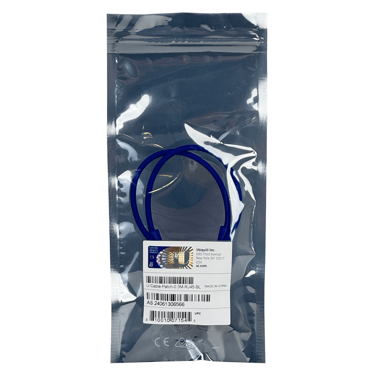 Cable Patch Cat6 Ubiquiti RJ45 Azul 30cm Compacto 4