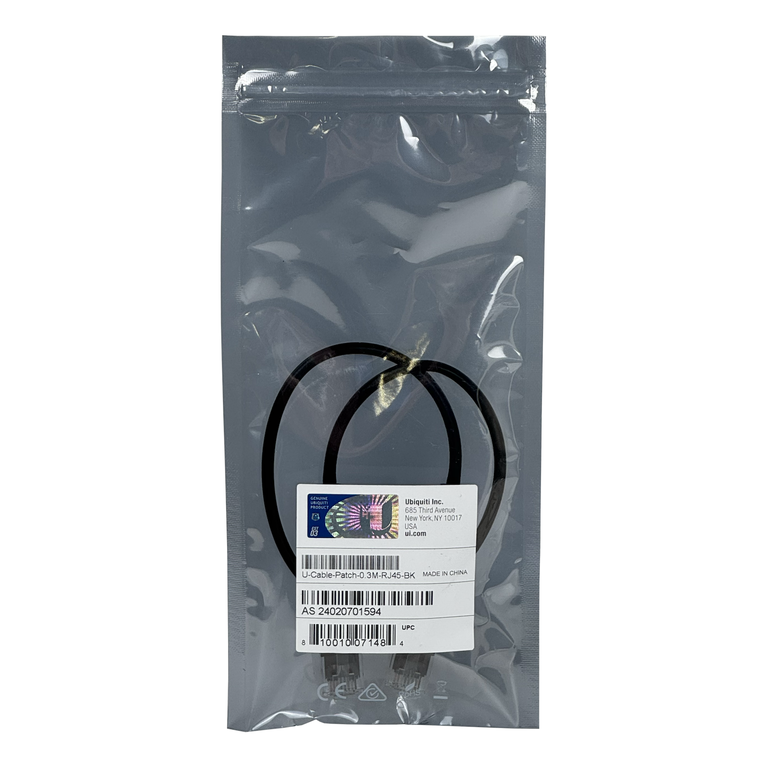 Cable Patch Cat6 Ubiquiti RJ45 Negro 30cm Compacto   5