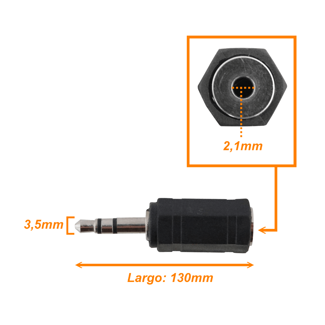 Adaptador de Audio 2.5mm Hembra a 3.5mm Macho Estéreo, Phone 3/32” a 1/8” 1