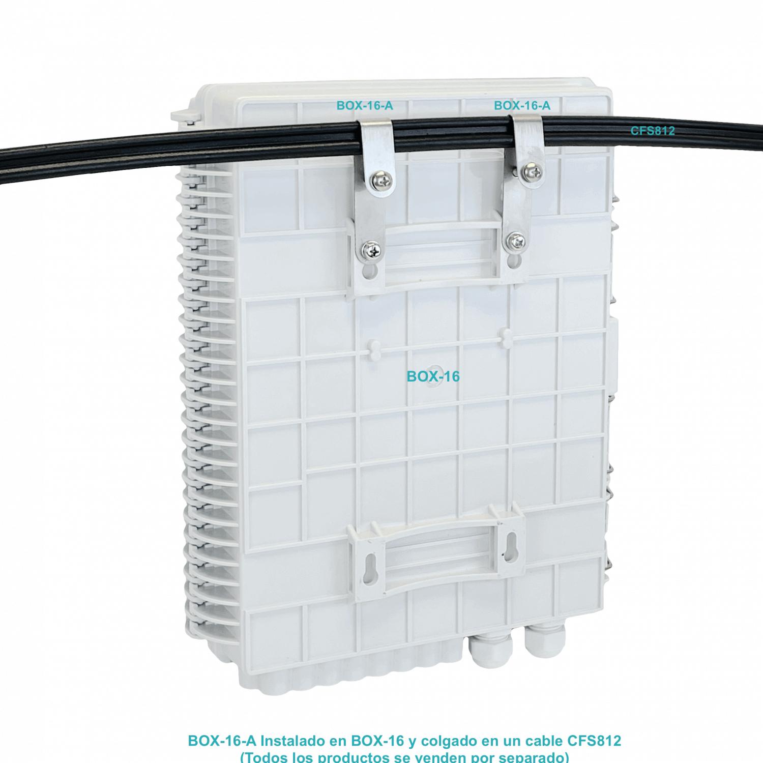 Kit de Montaje para Caja NAP de Fibra Óptica BOX-16/BOX-16N en Mensajero o Cable de Acero - BOX-16-A 1
