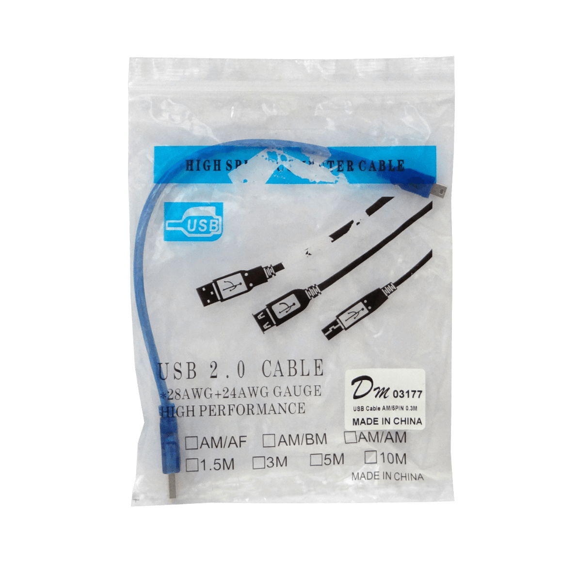 Cable USB A-Macho 5pin-Mini-Macho 0,25mt 25cm 1