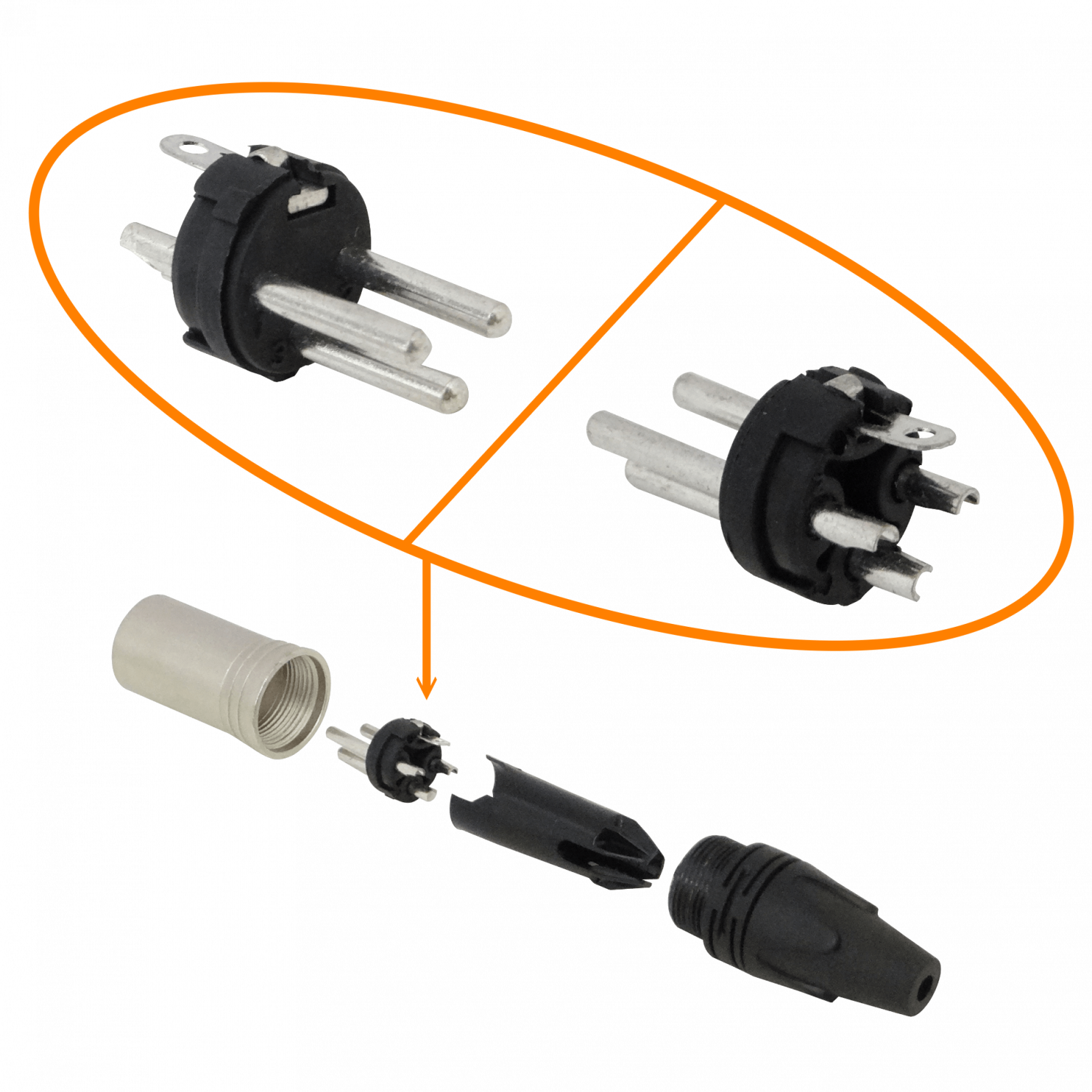 Conector XLR 3-Pin Macho, Soldable, DMX 2