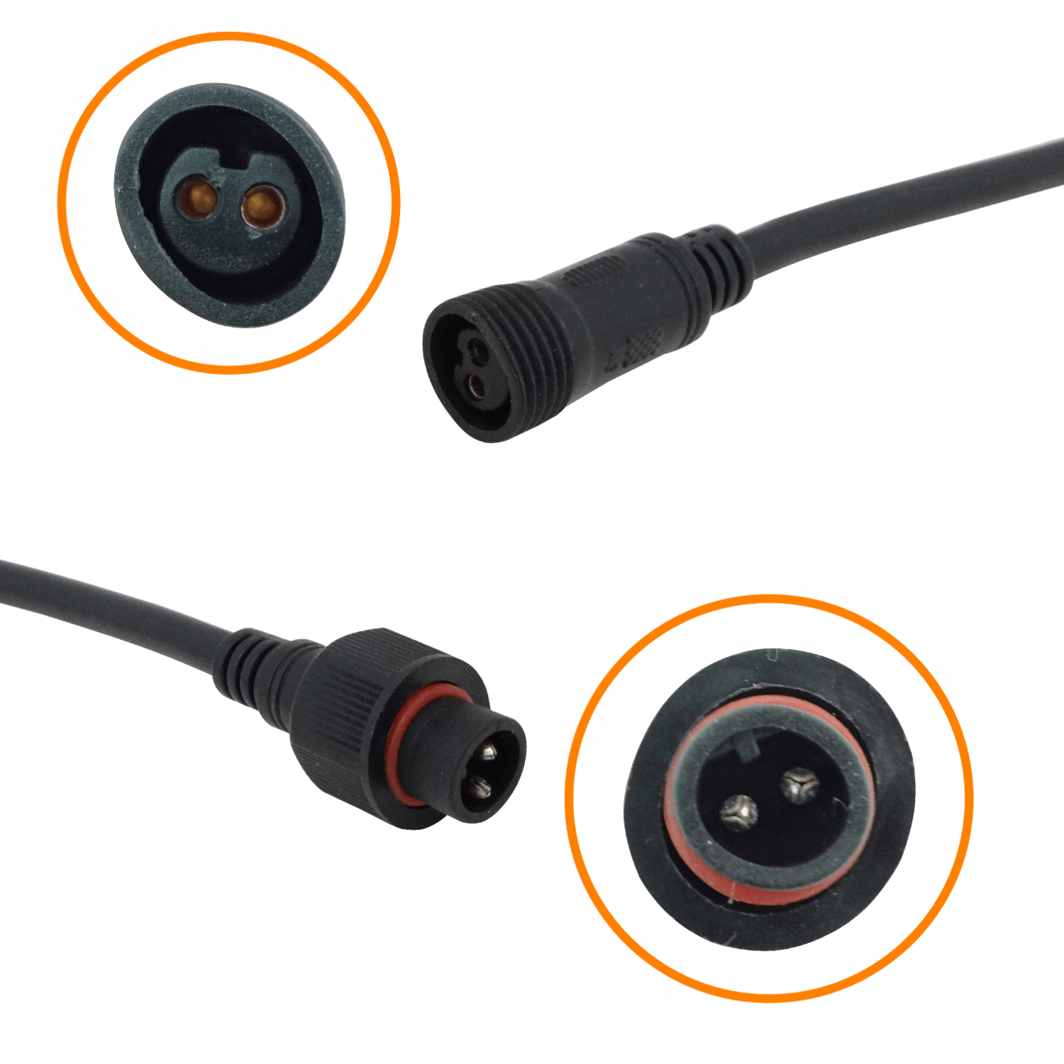 Par de Cables 20+20cm Macho-Hembra 2-pin Volantes Conectores Multiuso-DC (Código: PAR-2PIN) 2