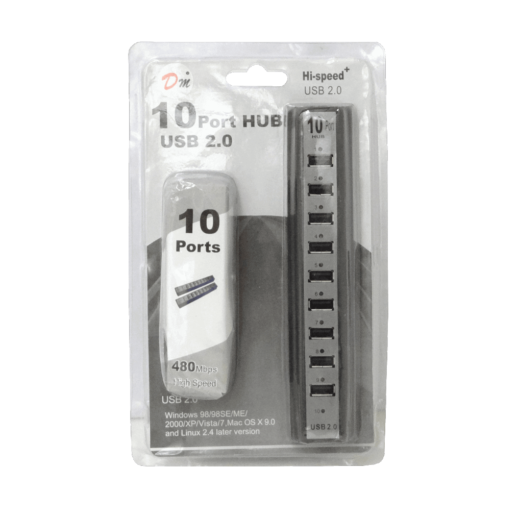 HUB 10-USB2.0 Cargador-2A inc-5VDC/10W 7