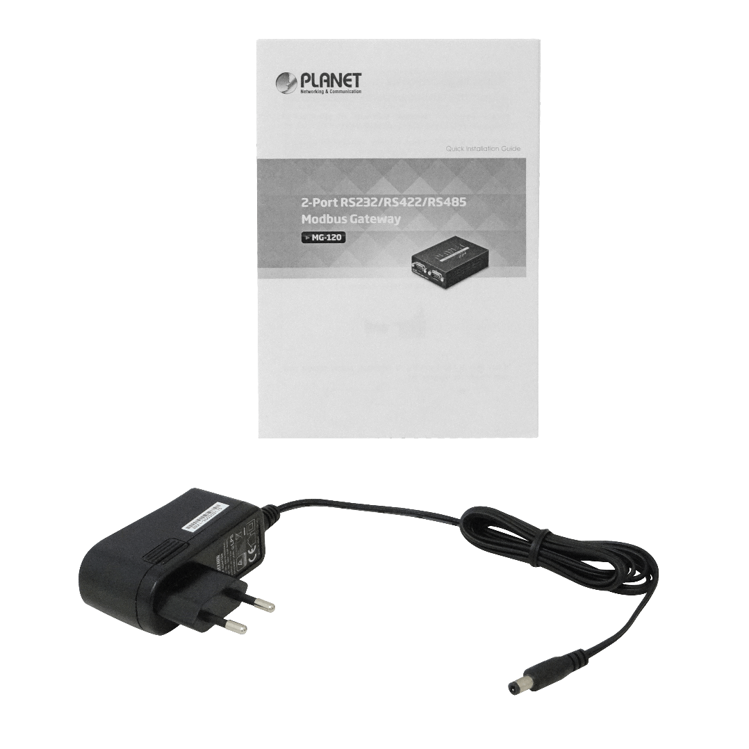 Transceptor Modbus RS232/422/485, 2 DB9, Ethernet 5VDC, PLANET MG-120 4