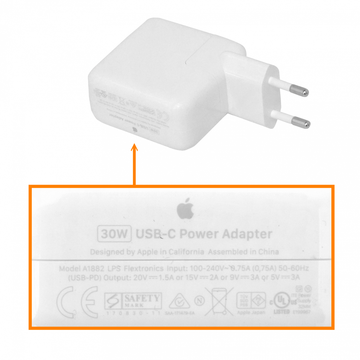Cargador Original Apple USB C 30W MR2A2ZM/A A1882 1