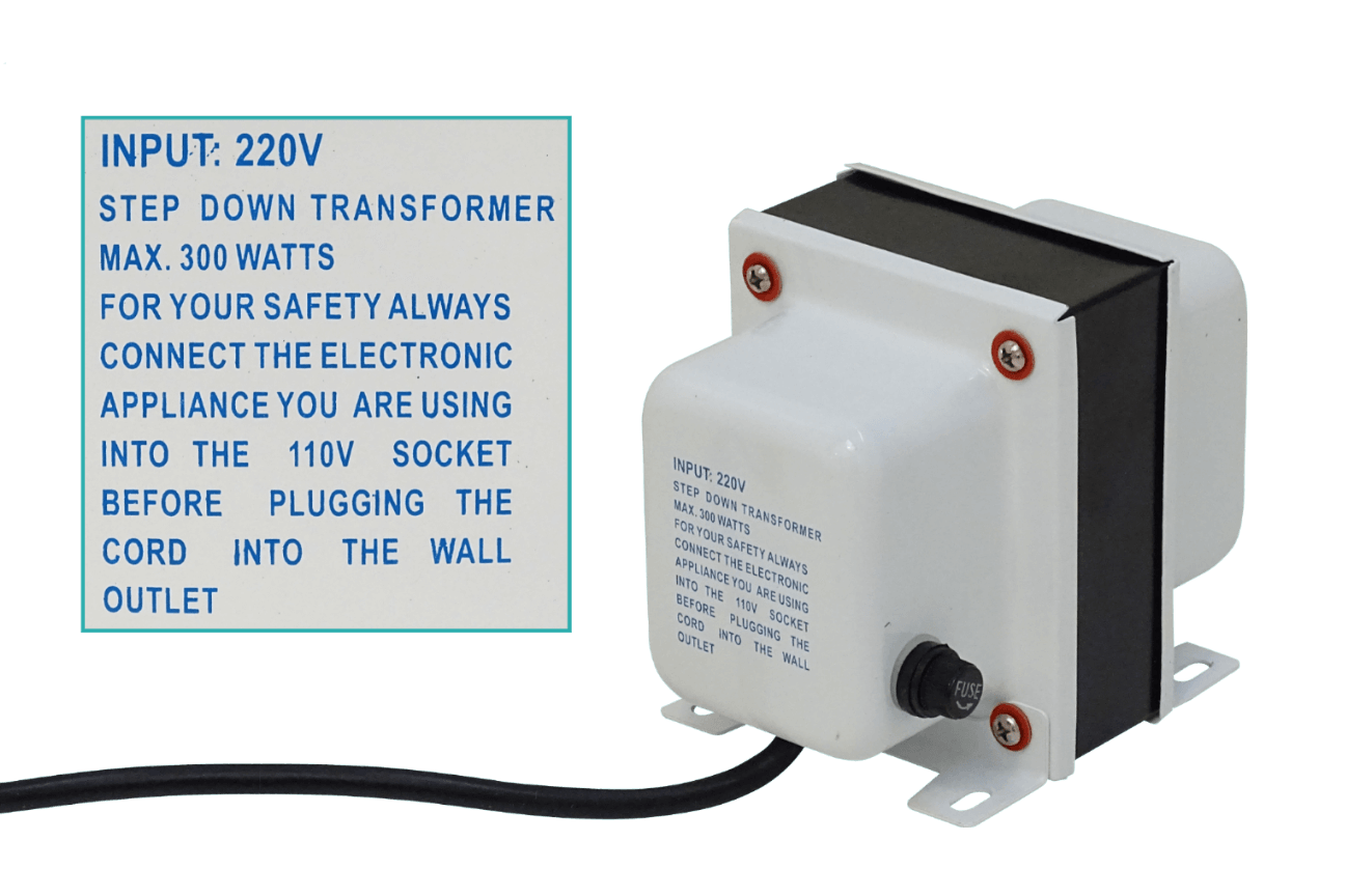 Trasformador 300W MACROTEL, 110V-220VAC, Fusible-5A, Trafo 2