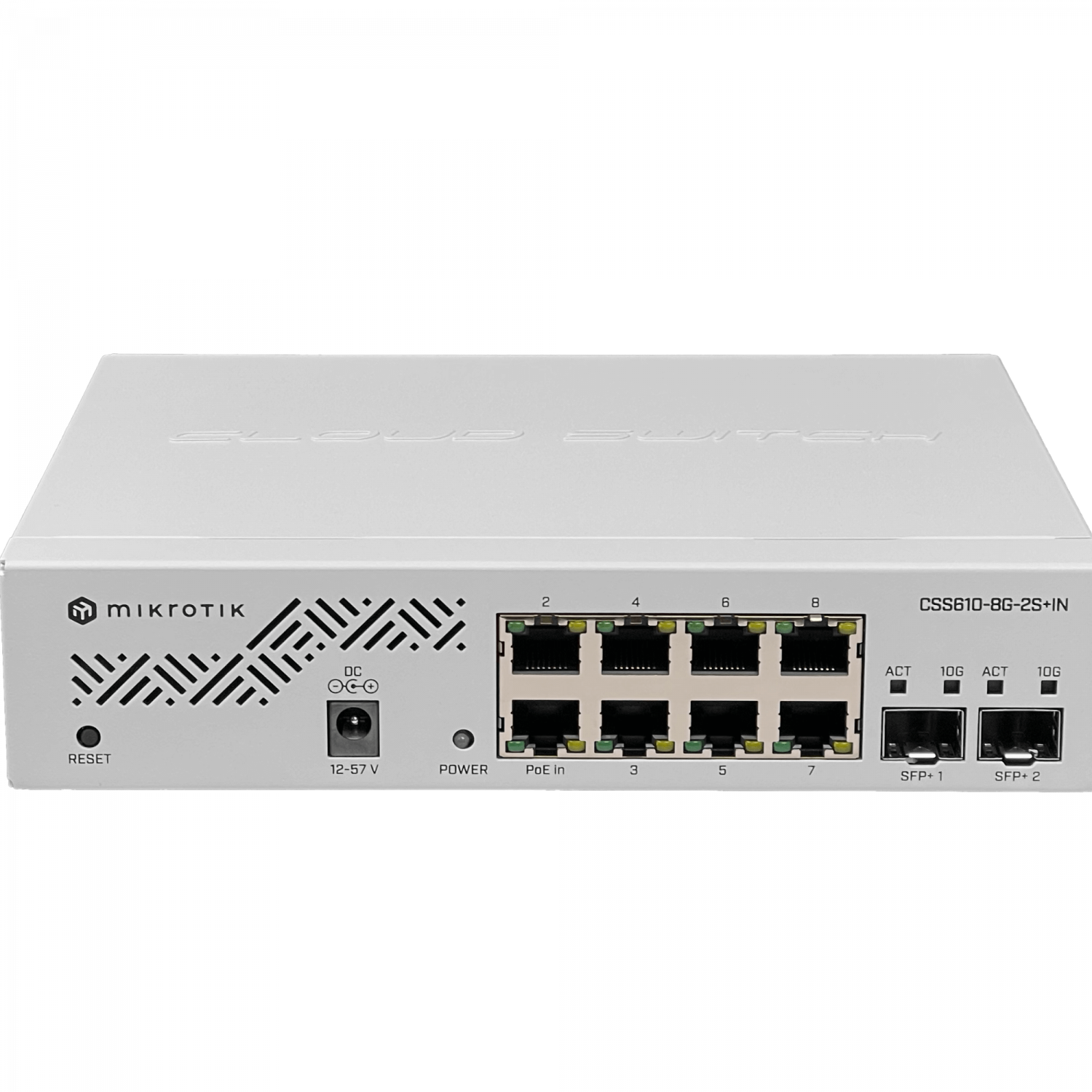 Switch MikroTik CSS610-8G-2S+IN, 8 Puertos 1G, 2-SFP+ 10G, PoE-in, SwOS-Lite, Rackmount 1