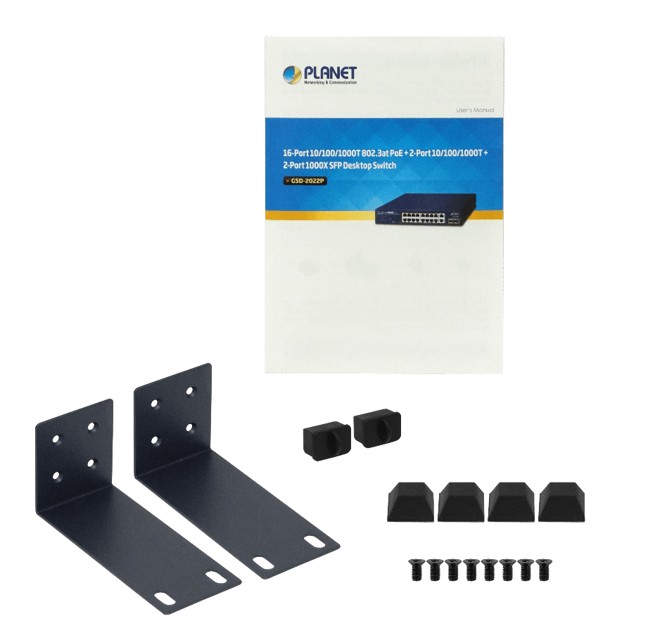 PLANET 18-1000(16-PoE+af/at) 185W-tot 2-SFP Switch Rack19p 20-puertos 3